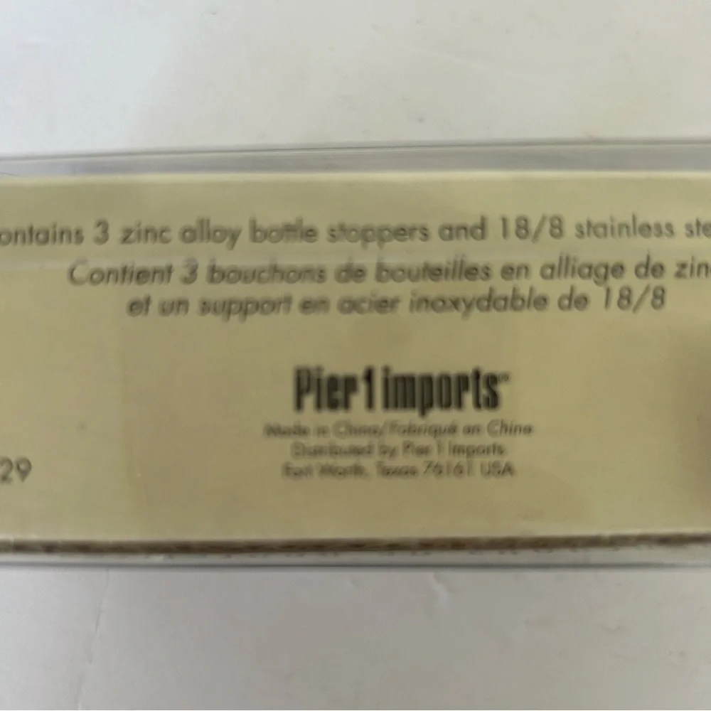 PIER 1 STAINLESS STEEL BOTTLE STOPPERS SET OF THREE NWT